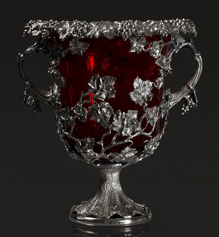 Silver and Cranberry Glass Wine Cooler