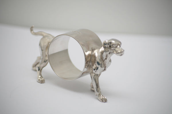 Silver dog napkin rings