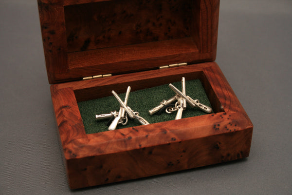 Crossed Guns Silver Cufflinks